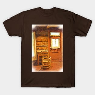 Log Cabin Desk Chair and Door T-Shirt